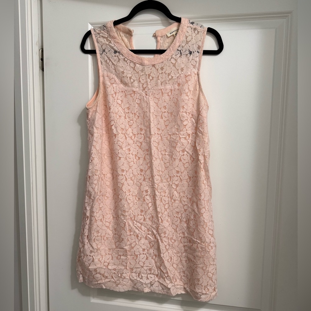 Monteau Blush Lace Overlay Mini Dress